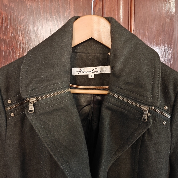 Kenneth Cole army green wool coat - Picture 2 of 3